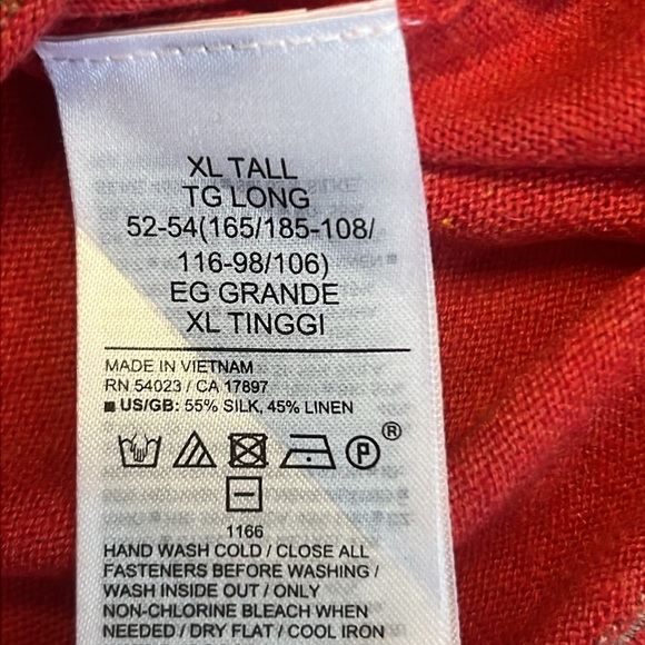 Banana Republic Silk Linen Blend Knit Polo XL Tall Coral Red EUC - Picture 9 of 9